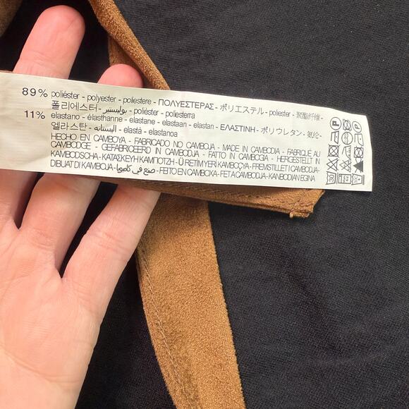 ZARA Black Long Sleeve Midi Dress with Camel Suede Belt NWT Size Small - Picture 12 of 12